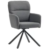 HOMCOM Esszimmerstuhl 360° Drehbar Küchenstuhl mit Leinenbezug, Ergonomisch Drehstuhl mit Armlehne, Rückenlehne, Metallbeine, Polsterstuhl, Armlehnenstuhl für Esszimmer Wohnzimmer, Grau   Aosom – Bild 1