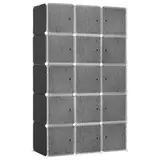 HOMCOM DIY Kleiderschrank Regalsystem mit 2 große und 9 kleinen Würfeln DIY-Würfelregal, Schuhregal, Aufbewahrungsregal für Büchern Spielzeug Schwarz 111 x 47 x 183 cm   Aosom – Bild 1