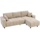 HOMCOM Ecksofa, 3 Sitzer Couch mit umkehrbarer Chaiselongue, Kissen, Sofa in L-Form, Gepolstert Eckcouch mit Leinen-Optik für Wohnzimmer, Schlafzimmer 242 x 156 x 87 cm, Beige   Aosom – Bild 1
