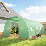 Outsunny Foliengewächshaus begehbares Polytunnel 6 x 3 m Gewächshaus mit 8 Fenster Treibhaus Frostschutz Stahlrohr Dunkelgrün   Aosom – Bild 3
