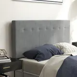 HOMCOM Kopfteil 3-fach höhenverstellbar Bettkopfteil mit Metallbeinen gesteppt Polsterkopfteil mit Samtoptik für Schlafzimmer 140 x 10 x 106/116/126 cm Grau   Aosom – Bild 3