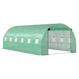 Outsunny Gewächshaus ca. 6 x 3 x 2 m Foliengewächshaus mit 12 Fenster, Rolltür, Aufrollbar Seitenwänden, UV-beständiger Folientunnel, Winterfest Tomatenhaus mit Erdanker, Grün   Aosom – Bild 1