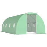 Outsunny Foliengewächshaus begehbares Polytunnel 6 x 3 m Gewächshaus mit 8 Fenster Treibhaus Frostschutz Stahlrohr Dunkelgrün   Aosom – Bild 1