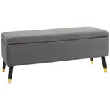 HOMCOM Sitzbank Polsterbank mit Stauraum Truhenbank aus Metall und Kautschukholz Kohlegrau 110 x 43 x 45 cm für Flur und Wohnzimmer   Aosom.de – Bild 1