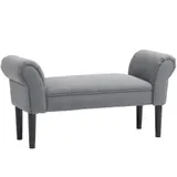 HOMCOM Bettbank, Polsterbank, Sitzbank, Flurbank für Schlafzimmer, bis 130 kg Belastbar, Segelstoff, Dunkelgrau, 102 x 36 x 51 cm   Aosom – Bild 1