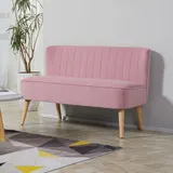 HOMCOM Loungesofa 2 Sitzer, mit Samt-Optik Modern Polstersofa für Wohnzimmer, Schlafzimmer, kleinen Raum, Rosa 117 x 56,5 x 77 cm   Aosom – Bild 3