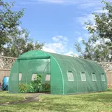 Outsunny Gewächshaus ca. 6 x 3 x 2 m Foliengewächshaus mit 8 Fenster, Rolltür, Aufrollbar Seitenwänden, UV-beständiger Folientunnel, Winterfest Tomatenhaus mit Erdanker, Grün   Aosom – Bild 3