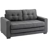 HOMCOM Schlafsofa  Klappsofa 2-Sitzer, Bettsofa mit Schlaffunktion, Leinen-Touch, Gummiholz, Grau, 147,5x75x85cm  Aosom – Bild 1