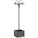 Outsunny Solarleuchte  Gartenlicht 3-köpfige Lampe mit Blumentopf-Basis, Wasserdicht, Edelstahl, 60x55x189cm  Aosom – Bild 1