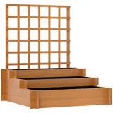 Outsunny Hochbeet mit Rankhilfe, 3-stufig Blumenkasten mit Vliesstoff, Gemüsebeet, Pflanzkasten, Kräuterbeet für Garten, Balkon, Tannenholz, Braun, 95 x 95 x 110 cm   Aosom – Bild 1