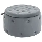 HOMCOM Sitzhocker mit Stauraum Polsterhocker Aufbewahrungsbox runde Ottomane mit Deckel Samtoptik grau Ø60 x 40 cm für Wohnzimmer & Schlafzimmer   Aosom.de – Bild 1