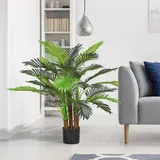 HOMCOM Künstliche Pflanzen, Kunst Palme, 100 cm Kunstpflanze mit 27 Zweige, Zimmerpflanze, Kunstbaum, Pflanze Deko für Indoor, Outdoor, Grün   Aosom – Bild 3