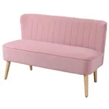 HOMCOM Loungesofa 2 Sitzer, mit Samt-Optik Modern Polstersofa für Wohnzimmer, Schlafzimmer, kleinen Raum, Rosa 117 x 56,5 x 77 cm   Aosom – Bild 1