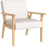 HOMCOM Loungesessel mit Armlehnen, Esszimmerstuhl, Relaxsessel in Leinenoptik, Polstersessel für Wohnzimmer, Schlafzimmer, Massivholzrahmen, 64 x 70 x 72 cm, Cremeweiß   Aosom – Bild 1