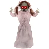 HOMCOM 76cm Halloween Dekoration Geisterpuppe mit LED-Lichter, Soundfunktion, Haustür Deko mit verstellbare Arme, Garten Dekofigur in Lebensgröße für Party   Aosom – Bild 1