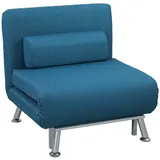 HOMCOM Schlafsessel, Klappsessel mit Bettfunktion, Rückenkissen, klappbarer Relaxsessel in Leinenoptik, Verstellbare Rückenlehne, bis 150 kg belastbar, für Wohnzimmer, Blau   Aosom – Bild 1