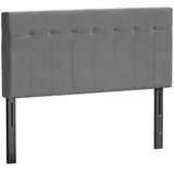 HOMCOM Kopfteil 3-fach höhenverstellbar Bettkopfteil mit Metallbeinen gesteppt Polsterkopfteil mit Samtoptik für Schlafzimmer 140 x 10 x 106/116/126 cm Grau   Aosom – Bild 1