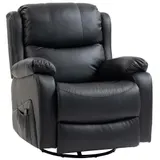 HOMCOM Relaxsessel verstellbar Fernsehsessel mit Liegefunktion, 3 Massagemodi, Heizung, Drehbar Massagesessel mit Wippfunktion, Fernbdienung, Kunstleder, Seitentasche Schwarz   Aosom – Bild 1
