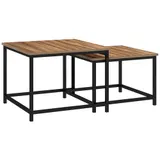 HOMCOM Couchtisch 2er-Set Beistelltisch im Industriedesign Wohnzimmertisch mit Holzoptik und Stahl in Natur   Aosom.de – Bild 1