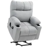 HOMCOM Seniorensessel mit Aufstehhilfe, elektrisch, mit 3 Modi, 8 Massagepunkten, Heizfunktion, Schaumstoff, 91 x 95 x 109 cm, Hellgrau  Aosom – Bild 1