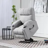 HOMCOM Seniorensessel mit Aufstehhilfe, elektrisch, mit 3 Modi, 8 Massagepunkten, Heizfunktion, Schaumstoff, 91 x 95 x 109 cm, Hellgrau  Aosom – Bild 3