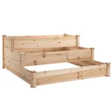 Outsunny Hochbeet 3-stufiges Pflanzenbeet Kräuterbeet Blumentreppe für Balkon & Garten aus Natur Tannenholz 124x124x56 cm   Aosom.de – Bild 1