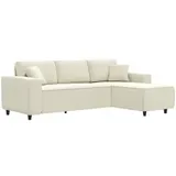 HOMCOM Ecksofa 3-Sitzer Sofa in L-Form Eckcouch mit Umkehrbarer Chaiselongue 2 Kissen Federpolster, Polsterecke aus Cordstoff Wohnlandschaft für Wohnzimmer Schlafzimmer 241x153x83 cm Cremeweiß   Aosom – Bild 1