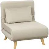 HOMCOM Schlafsessel, Klappsessel mit Bettfunktion, Zierkissen, klappbarer Relaxsessel mit Verstellbarer Rückenlehne in Samtoptik, für Wohnzimmer, Beige   Aosom – Bild 1