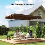 Outsunny Ersatzdach für 2,85 x 2 m Pergola, wasserabweisend einziehbar Welle Überdachung mit Regenabflusslöchern, UV-Schutz 30+, winterfest Schattenabdeckung für Garten, Balkon, Terrasse, Kaffee   Aosom – Bild 3