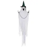HOMCOM 204 cm Halloween Deko Hängender Geist Halloween Dekoration mit Geräuschaktivierung, leuchtenden Augen, Soundfunktion Weiß   Aosom – Bild 1