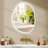 HOMCOM Badspiegel mit LED, Badspiegel Antibeschlag, Bad Spiegel mit Licht, asymmetrischer Badspiegel   Aosom.de – Bild 3