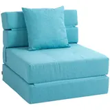 HOMCOM Schlafsessel klappbar 2-in-1 Klappsessel mit Bettfunktion Relaxsessel mit Kissen Gästebett bis 100 kg belastbar Blau   Aosom.de – Bild 1