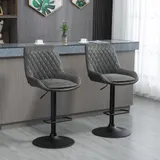 HOMCOM 2er-Set Barhocker höhenverstellbar mit Rückenlehne, Küchenhocker Kunstleder Dunkelgrau für Bar und Küche   Aosom.de – Bild 3