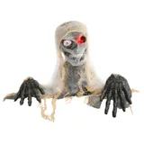 HOMCOM Halloween Dekoration Einäugige Mumie, Krabbelnde Halloween Mumie mit Rot Leuchtende Augen, Garten Dekoration mit Heul-Geräusch   Aosom – Bild 1