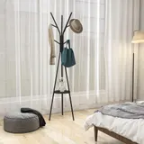 HOMCOM Garderobenständer Standgarderobe Kleiderständer 180 cm schwarz Metall, stilvolle Flurgarderobe für Ordnung und Eleganz   Aosom.de – Bild 3