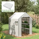 Outsunny Ersatzfolie Gewächshausfolie mit UV-Schutz, Seitenfenster, Rolltür, Ersatzabdeckung, PE-Folie für Tomatenhaus, Treibhaus, Weiß, 140 x 143 x 190 cm   Aosom – Bild 3