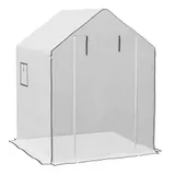 Outsunny Ersatzfolie Gewächshausfolie mit UV-Schutz, Seitenfenster, Rolltür, Ersatzabdeckung, PE-Folie für Tomatenhaus, Treibhaus, Weiß, 140 x 143 x 190 cm   Aosom – Bild 1