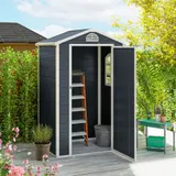 Outsunny Gerätehaus Gartenhaus Geräteschuppen mit Lüftungsfenster Pultdach Metall Grau 134 x 104 x 204 cm für Garten & Outdoor   Aosom.de – Bild 3