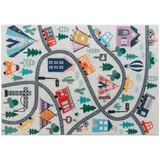 HOMCOM Teppich Anti-Rutsch Küchenteppich Kurzflor mit Fleece-Optik, Autobahn-Muster, Modern-Design für Wohnzimmer Terrasse Balkon & Küche, 160 x 120 cm, Mehrfarbig   Aosom – Bild 1