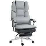 HOMCOM Bürostuhl mit Wippfunktion, Belastbarkeit 180 kg, ergonomisch, 160° neigbarer Rückenlehne, Kunstleder, 63B x 71T x 123-129H cm, Hellgrau  Aosom – Bild 1