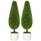 HOMCOM Kunstpflanze Zypresse 2er-Set 90 cm künstliche Zimmerpflanze im Topf mit Kunstmoos für Indoor & Outdoor Dekoration   Aosom.de – Bild 1
