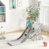 AIYAPLAY Kinderrutsche Gartenrutsche für 1,5-3 Jahre freistehend mit Raketen-Design grau & weiß, ideal für Spielplatz & Garten   Aosom.de – Bild 3