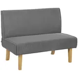 HOMCOM 2 Sitzer Sofa, Couch mit Cord-Optik, Holzbeine, Gepolsterter Polstersofa, Doppelsofa für Schlafzimmer, Wohnzimmer, 110 x 62 x 85 cm, Grau   Aosom – Bild 1