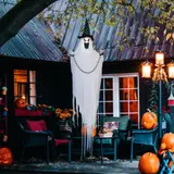 HOMCOM 204 cm Halloween Deko Hängender Geist Halloween Dekoration mit Geräuschaktivierung, leuchtenden Augen, Soundfunktion Weiß   Aosom – Bild 3