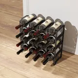 HOMCOM Weinregal Flaschenregal für 16 Weinflaschen, Flaschenhalter Aufbewahrungsregal aus Metall, Weinflaschenregal für Küche, Esszimmer Schwarz   Aosom – Bild 3