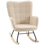 HOMCOM Schaukelstuhl  Schwingsessel, Akzentstuhl, Relaxsessel mit Berbervlies, für Schlafzimmer, bis 120 kg, Beige, 71x92x101 cm  Aosom – Bild 1