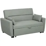 HOMCOM Schlafsofa, 2-Sitzer Sofa mit Schlaffunktion, Verstellbare Rückenlehne, Couch mit Kissen, Samtoptik, Schlafcouch mit Bettkasten für Wohnzimmer, Gästezimmer, Hellgrau   Aosom – Bild 1