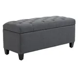 HOMCOM Sitzbank Polsterbank mit Stauraum 100 x 40 x 44 cm, Truhenbank aus leinenartigem Polyester und Gummiholz in Dunkelgrau   Aosom.de – Bild 1
