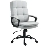 HOMCOM Bürostuhl Ergonomischer Schreibtischstuhl mit Armlehne, Höhenverstellbarer Drehstuhl mit Wippfunktion, Leinenoptik, Gepolstert Computerstuhl, Grau   Aosom – Bild 1
