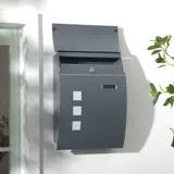 HOMCOM Briefkasten Postkasten mit Deckel, Schloss, Wandbriefkasten mit Sichtfenster Wasserloch aus Verzinktem Stahl, für Outdoor, 32 x 10 x 45 cm, Dunkelgrau   Aosom – Bild 3